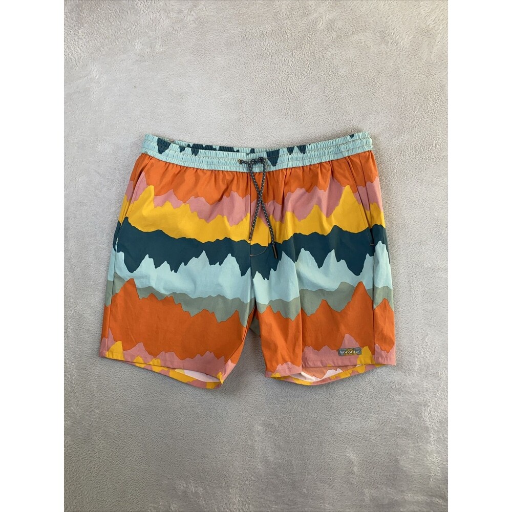 Moosejaw The Short Men's XL Hawaiian Camo Elastic Waist Trunks Boardshorts Beach
